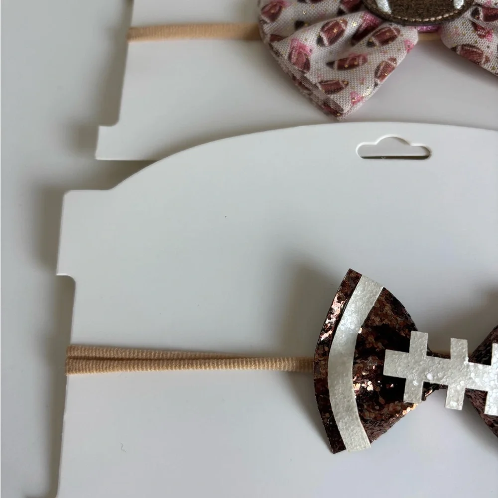 Girls Toddler Football Bow‎ Headband Bundle